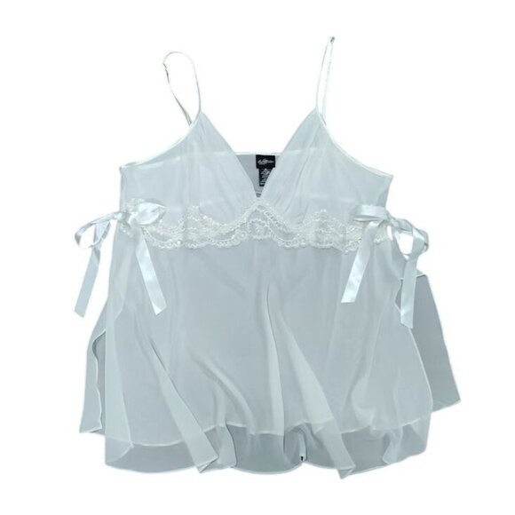 Secret Treasures 2X Babydoll Sheer Twee Cutsie Whimsy White Lace Empire Top - Picture 1 of 9